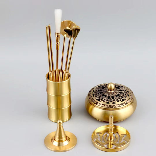 Incense Powder Tool Kit - Complete Ritual Set with Seal, Ash Press & Tools | Free Incense Powder + Accessories (Lavender/Rose/Osmanthus etc.)