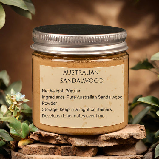 Australian Sandalwood Powdered Incense (20g/50g/100g Jars) - w/ FREE Cone Mold Kit, Ash & 10g Fragrant Powder!