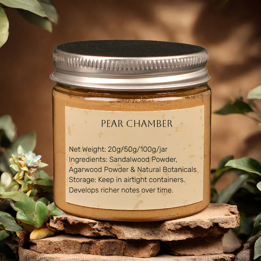 Pear Chamber Incense Powder (20g/50g/100g Jars) - Natural Sleep Aid, Sandalwood & Agarwood - FREE Gifts!